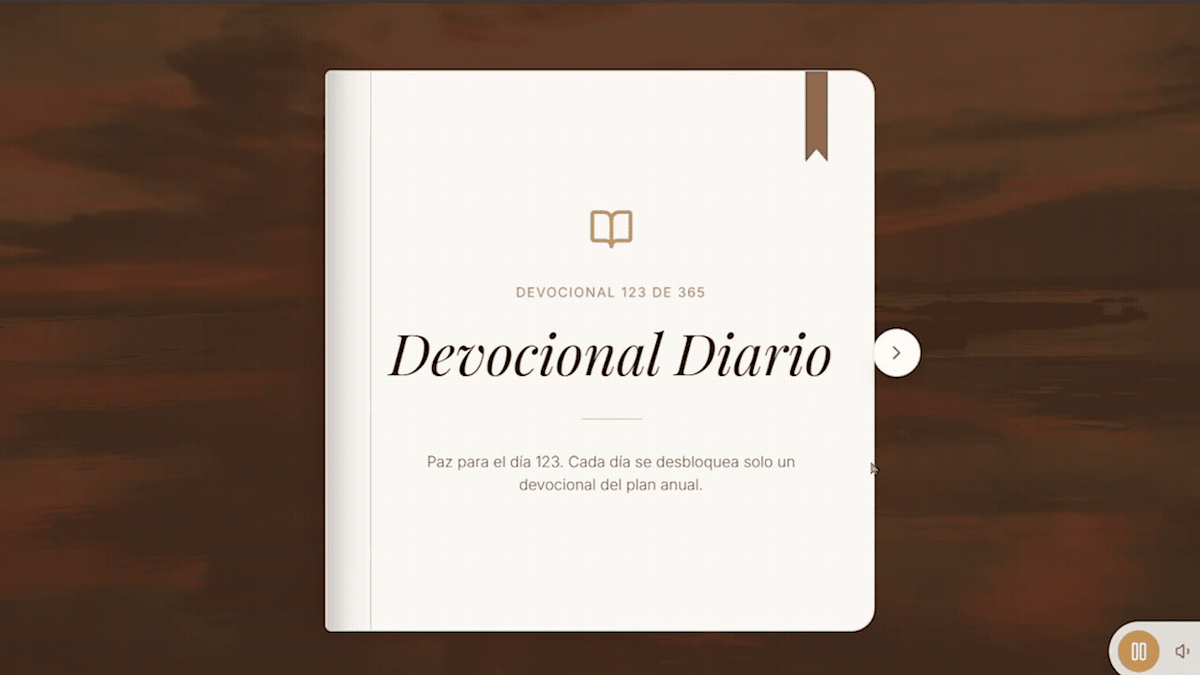 Vista del devocional diario en la plataforma